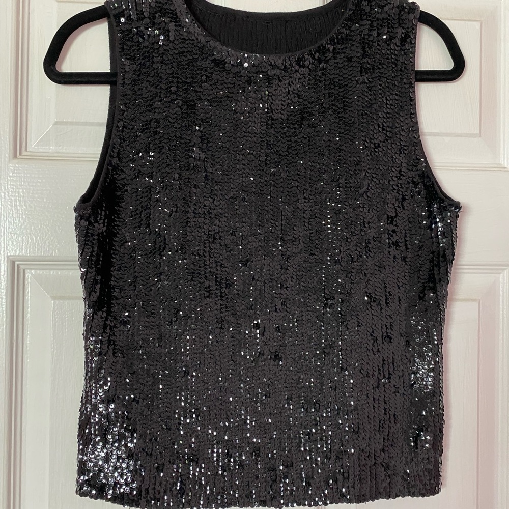 Vintage Black Sequin Top